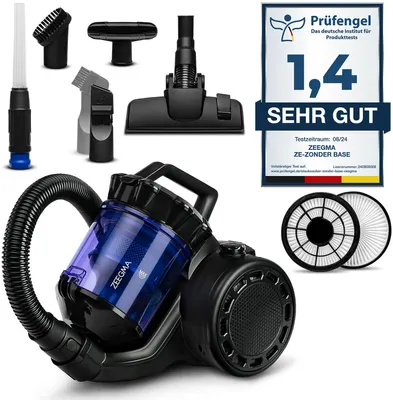 Produktbild von Staubsauger Zeegma Zonder Base beutellos mit Set von Aufsätzen Schwarz 900W Bodenstaubsauge peakpower 4000W