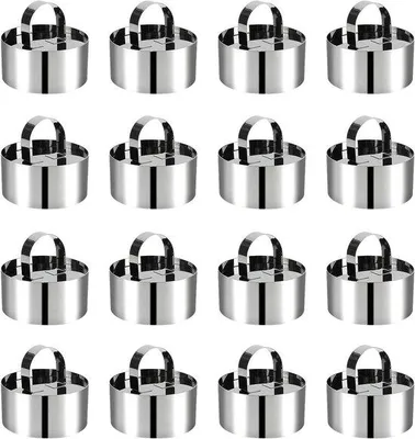 Produktbild von Kleine RVS Kuchenringen Set - 16 Stück für Tarte Ringe - 8 cm Durchmesser
