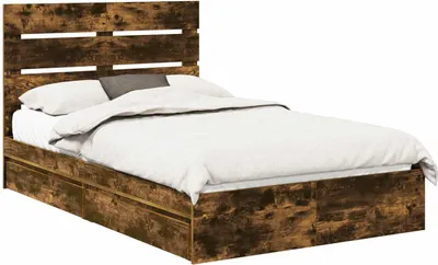 Produktbild von vidaXL Aufbewahrungsbett Geräucherte Eiche 135 x 190 cm Holzwerkstoff
