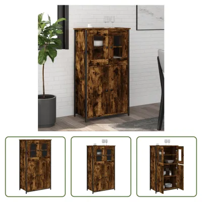 Zdjęcie produktu dla The Living Store Highboard dąb wędzony 62x32x106,5 cm materiał drewnopochodny