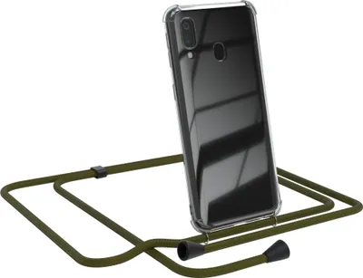 Produktbild von EAZY CASE Handykette kompatibel mit Samsung Galaxy A40, Handyhülle mit Umhängeband, Handykordel, Schutzhülle Clear, Band in Grün