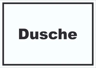 Produktbild von Dusche Schild mit Text Hygiene waschen waagerecht A1 Rückseite selbstklebend
