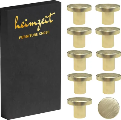 Produktbild von 10x Möbelknöpfe Gold Schrankknöpfe Aluminium Möbelgriff Schubladenknopf Türknauf