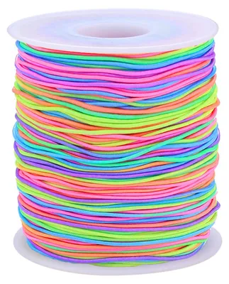 Produktbild von Elastisches Gummiband - Reißfeste Stretch-Schnur für Schmuck und Bastelarbeiten - Regenbogenfarben - 1 mm x 100 m