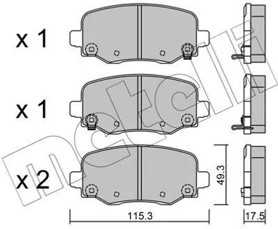 Produktbild von METELLI Bremsbeläge Satz Hinten Bremsklötze für JEEP Compass (MP, M6) 22-1002-1