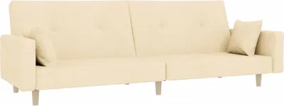 Produktbild von vidaXL Schlafsofa 2-Sitzer mit 2 Kissen Creme Stoff