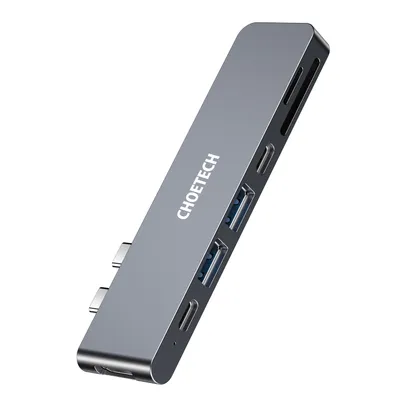 Produktbild von Choetech Hub-M14 Docking Station für Macbook Pro, 7-In-2 Usb-C, Thunderbolt 3 (Silber)