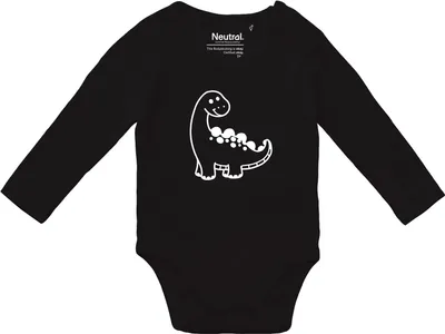 Produktbild von Huuraa Baby Body Apatosaurus Dinosaurier 68 Black  Baumwolle Fairtrade Langarmbody Geschenkidee