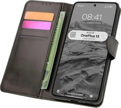 Produktbild von Bizon Case Pocket Flip Case für OnePlus 13, Schwarz