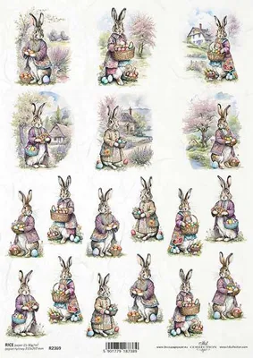 Immagine prodotto di ITD carta di riso decoupage tecnica artigianale tovagliolo di carta-R2369 Coniglietto di Pasqua