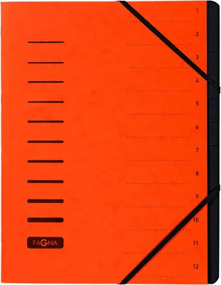 Produktbild von Ordnungsmappe 12 Fächer orange Packung mit 5 Stück