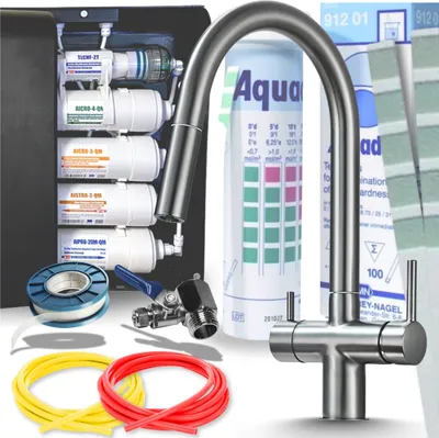 Immagine prodotto di Rubinetto da cucina a 3 vie Ari Slender con doccetta estraibile, beccuccio girevole 360, per filtro acqua, grafite