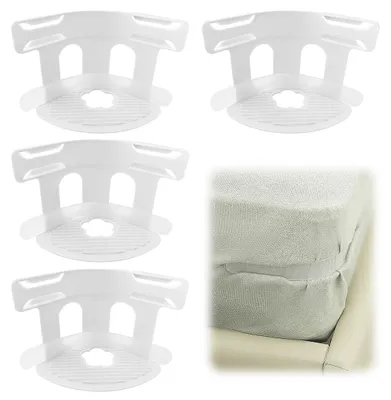 Image de Lot de 4 clips pour drap-housse avec bandes de fixation, clips pour drap-housse pour coins, clips pour drap-housse pour coins ouverts, clips pour drap-housse avec sangles