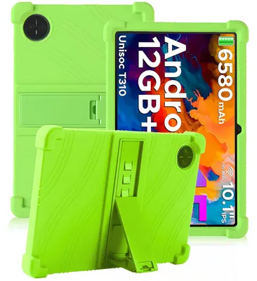 Image de Étui de protection pour tablette Doogee Tab A9+ / Tab A9 Pro+ 11,0 pouces, en silicone souple résistant aux chocs, avec support intégré, couleur verte