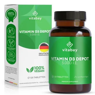 Immagine prodotto di Vitamina D3 Depot 5000 I.E. Colecalciferolo Tabl. 120 St