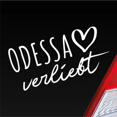 Produktbild von Auto Aufkleber Odessa verliebt Herz Stadt Heimat Liebe Car 19x9 cm Weiss Glanz Sticker Heckscheibenaufkleber