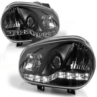 Produktbild von LED Tagfahrlicht Design Scheinwerfer passend für VW Golf 4 97-03 schwarz