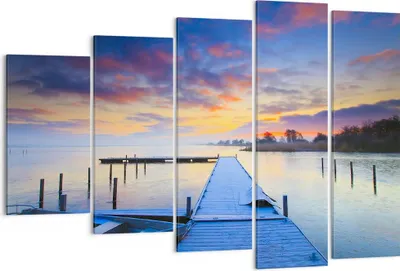 Produktbild von Bild auf Leinwand - Leinwandbild - Niederlande Natur Meer Sonnenuntergang - 150x100cm - Wand Bild - Wanddeko - Leinwanddruck - Bilder - Kunstdruck - Leinwand bilder - Wandkunst - EG150x100-2213