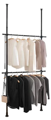 Produktbild von WENKO Teleskop-Garderobensystem Herkules Basic Schwarz, Höhe 165-300 cm, Breite 75-120 cm