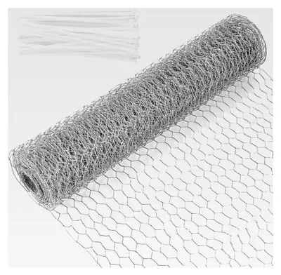 Produktbild von Kaninchendraht, 0,4 x 7 m, verzinkter Hasendraht, feinmaschiger Drahtzaun, Sechseckgeflecht für Tierzäune, Bastelartikel und Gemüsegarten
