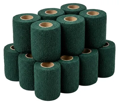Produktbild von 12 Rollen Haftbandage selbsthaftend elastisch Dunkelgrün 10cm x 4,5m – Ideal für Sport & Freizeit