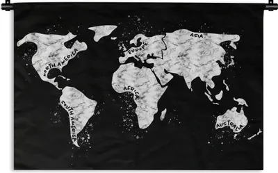 Produktbild von MuchoWow® Wandteppich Wandbehang Karte - Marmor - Schwarz - Weiß 90x60 cm Tapisserie Dekoration Wandtuch - Wandskulpturen - Bildteppich
