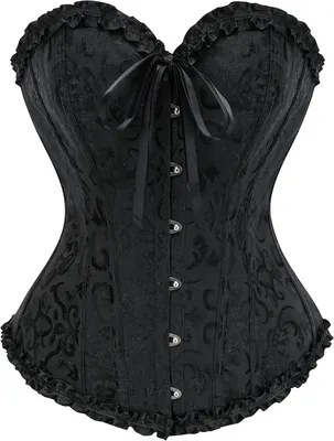 Productafbeelding van Dames korset bustier in zwart met bloemenpatroon, maat XS