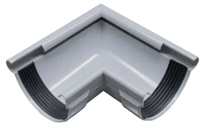 Produktbild von INEFA Rinnenwinkel 90 Grad halbrund Außenwinkel, PVC NW100 / 100mm Grau Wulst außen, Verbindungsstück Dachrinnenzubehör, Germany