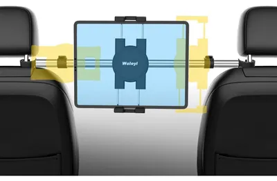Image de Support tablette pour appuie-tête de voiture, argent, de 4 à 13 pouces, rotatif à 360°, anti-vibration