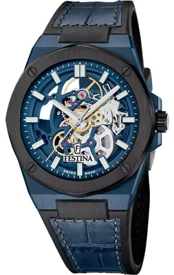 Produktbild von Festina Herrenuhr Automatik Armbanduhr Leder blau UF22011/1