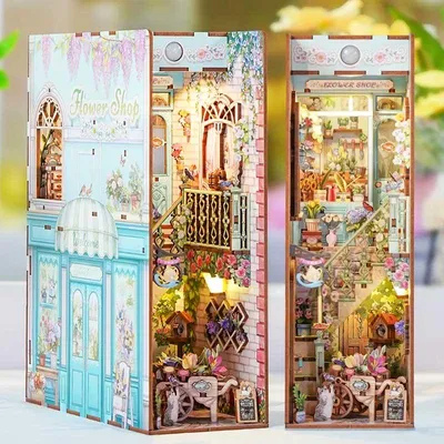 Produktbild von DIY Book Nook Französischer Blumenladen - 3D-Puzzle - 288 Teile - Miniaturhaus mit LED