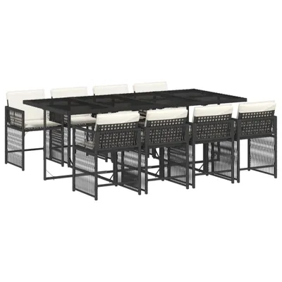 Produktbild von vidaXL 9-tlg. Garten-Essgruppe mit Kissen Schwarz Poly Rattan