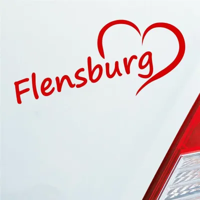 Produktbild von Auto Aufkleber Flensburg Herz Stadt City Liebe Love 18,5x8 cm Rot Sticker Heckscheibenaufkleber