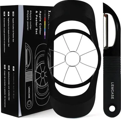 Immagine prodotto di Set da taglio, nero, acciaio inossidabile, silicone, tagliafrutta, 2 pezzi