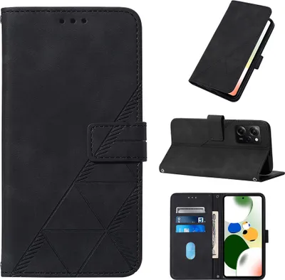 Produktbild von Hülle für Xiaomi Poco X5 Pro / Redmi Note 12 Pro Speed Prägung Flip Leder Kartenfächer Schutzhülle mit Ständer Schwarz