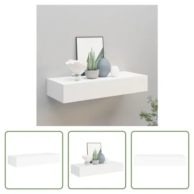 Produktbild von The Living Store Wandregal mit Schublade Weiß 60x23,5x10 cm MDF