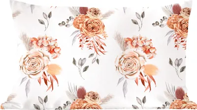 Produktbild von MuchoWow® Zierkissen Sofakissen Wohnzimmer Dekokissen 50x30 cm Blumen - Blätter - Bohème - Weiß - Wohnzimmerdekoration - Polster mit Photo