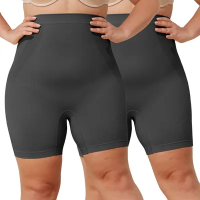 Produktbild von 2 Stück Shapewear Damen Übergröße Bauchweg Hohe Taille,Bauchweg Unterhose Bauchkontrolle Miederhose Bauchweg Shaping Unterwäsche -Schwarz-3XL
