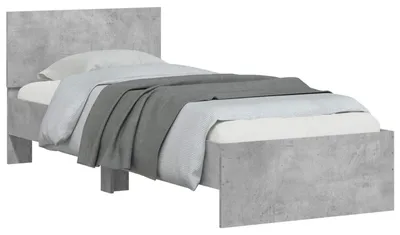 Produktbild von vidaXL Bettgestell mit Kopfteil Betongrau 80 x 200 cm Holzwerkstoff