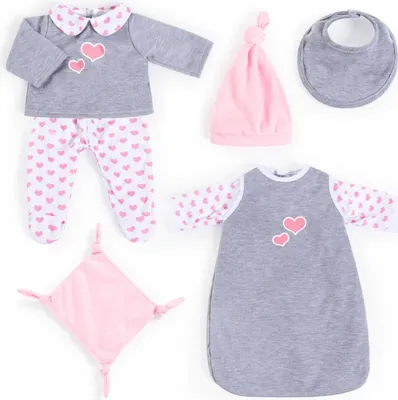 Produktbild von Bayer Design 84619AH Puppenkleidung Set 40 - 46 cm, Schlafsack mit Ärmeln, Hose, Oberteil, Mütze, Latz und Kuscheltuch