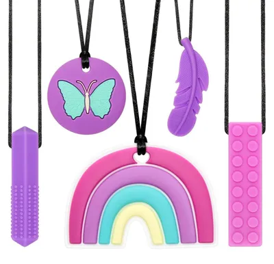 Obrázek produktu pro Kousátka pro děti, 5 kusů. Senzorická kousátka, bez BPA, silikonová, vhodné pro děti s ADHD a autismem, hračky