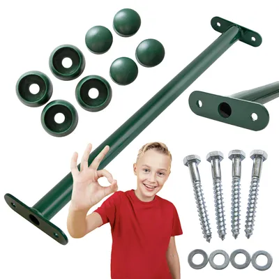 Immagine prodotto di 4iQ 5x Barra per trazioni in metallo 60 cm per bambini, verde scuro – Set di barre per trazioni da giardino, parco giochi, barra per trazioni, attrezzatura da gioco per esterni