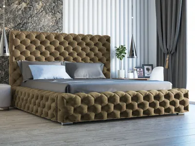 Obrázok produktu pre GrainGold Čalúnená posteľ Heaven 140x200 cm - Posteľ 140x200, Čalúnená posteľ s posteľnou skriňou a lamelovým roštom - hnedá (Monolit 09)