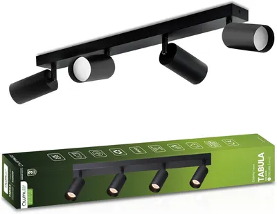 Image de LUMILED Plafonnier Spot de plafond 4-flamme 230V GU10 Plafonnier orientable rotatif Spot de plafond Downlight Spot rond noir aluminium