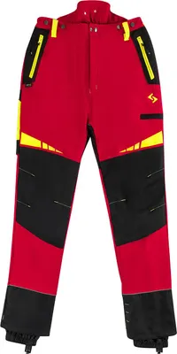 Produktbild von Woodcreek Schnittschutz Bundhose Pro 080 rot/schwarz/gelb, EN ISO 11393-2 Schutzklasse 1, Form A  Größe 54/56