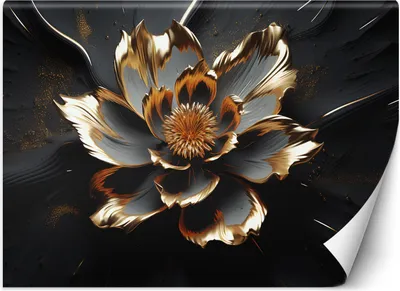 Produktbild von Vlies fototapete Abstrakte Goldblume 100x70 cm Feeby Schwarz inkl. Kleber einfache Montage