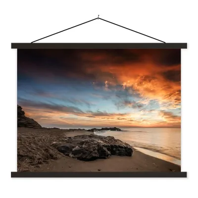 Produktbild von MuchoWow® Textilposter Strand - Steine - Abend - Himmel - Natur 150x113 cm mit schwarzem Rahmen - Wohnzimmer