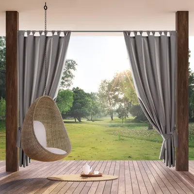 Produktbild von Eurofirany Garten Vorhang Schlaufen Wasserdicht grau 260 cm x 155 cm