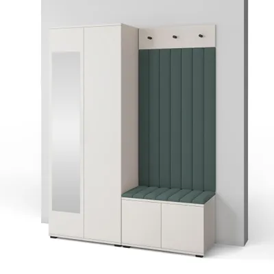 Produktbild von Garderoben-Set Napoli Version 13: Kleiderschrank mit Polsterpaneelen, Schuhschrank Flur und Eingangsbereich (Cashmere/Trinity 28)