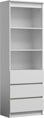 Produktbild von ADGO, Bücherregal mit 3 Einlegeböden und 3 Schubladen, Schrank R60 Weiß